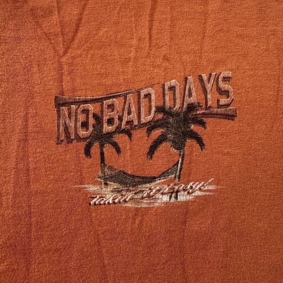 No Bad Days Orange Retro Positive Vibes Island Graphic Short Sleeve Men's Sz S - Picture 4 of 16